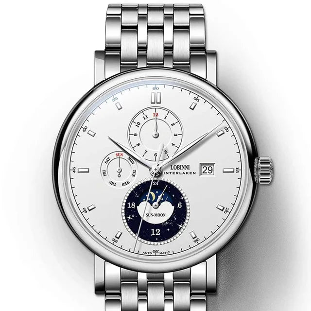 LOBINNI Designer Men Automatic Mechanical Watches Moon Phase Date Week Men Wristwatch Waterproof Sapphire Glass Watches - IFINDALL