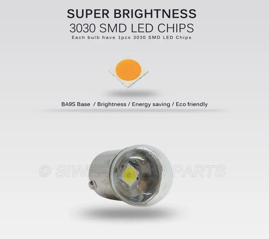 1 Pcs BA9S T4W Car Bulbs T2W T3W H5W Interior Lamp Reading License Plate Lights 1 LED 3030 SMD DC 12V 12913 12910 12929 White - IFINDALL