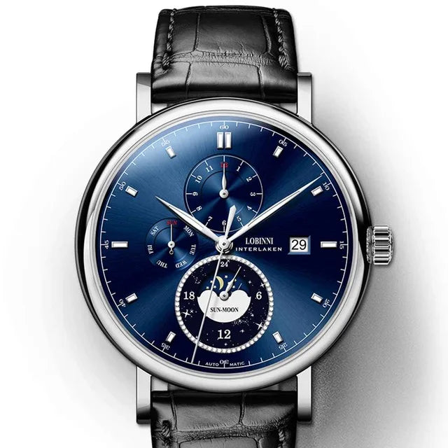 LOBINNI Designer Men Automatic Mechanical Watches Moon Phase Date Week Men Wristwatch Waterproof Sapphire Glass Watches - IFINDALL