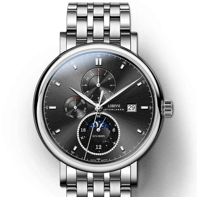 LOBINNI Designer Men Automatic Mechanical Watches Moon Phase Date Week Men Wristwatch Waterproof Sapphire Glass Watches - IFINDALL