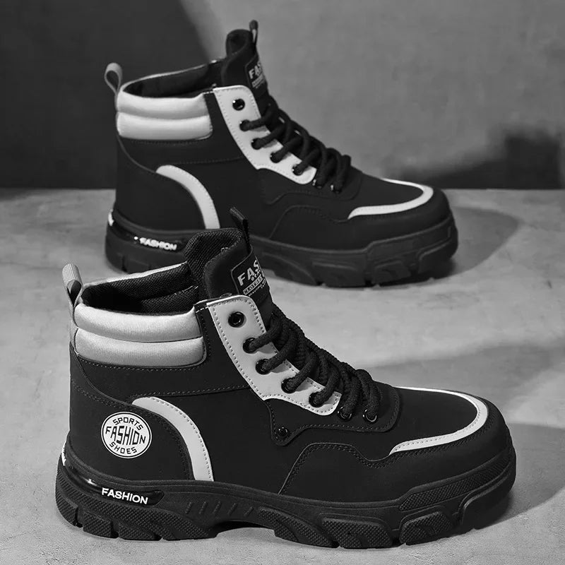 Brand Men's High-top Ankle Boots 2024 Autumn New Outdoor Quality Working Shoes Man Sneaker Hard-Wearing Non-slip Safety Shoes - IFINDALL