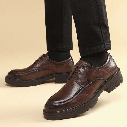 Men Dress Elevator Shoes Platform Breathable Lift Casual Business Luxury Genuine Leather Heightening Shoes 5/8/10CM Taller Male - IFINDALL
