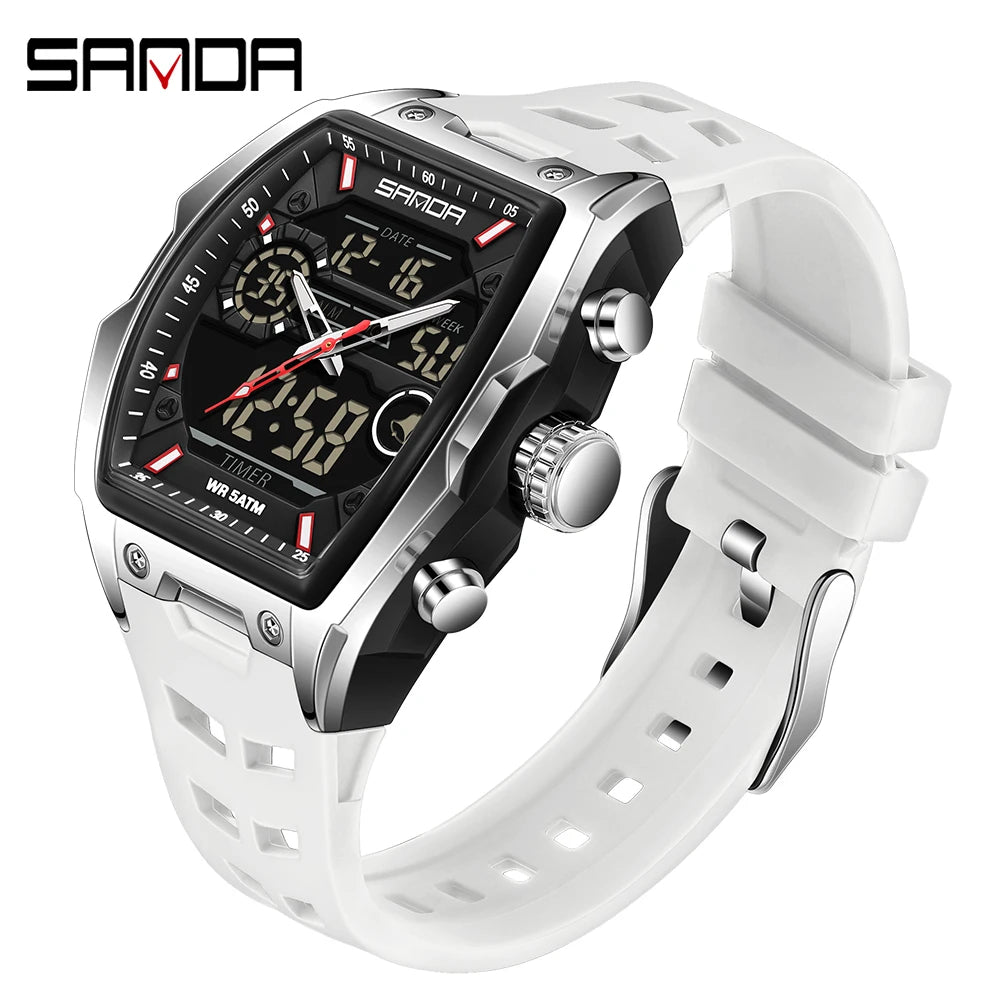 SANDA Men Electronic Watch Big Dial Sports LED Analog Digital Chronograph Military Dual Display Man Wristwatch relogio masculino - IFINDALL