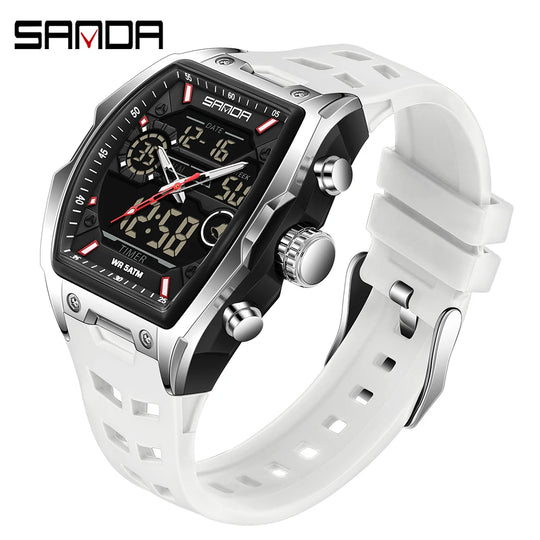 SANDA Men Electronic Watch Big Dial Sports LED Analog Digital Chronograph Military Dual Display Man Wristwatch relogio masculino - IFINDALL