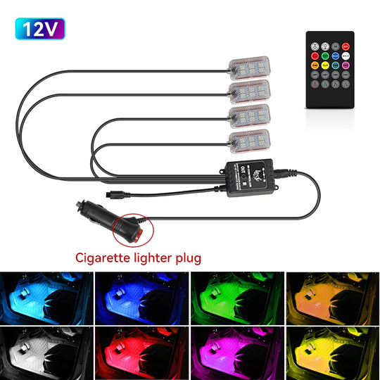 LED Car Interior Ambient Foot Strip Light New Neon Kit Accessories Backlight Remote App Music Control Auto RGB Decorative Lamps - IFINDALL