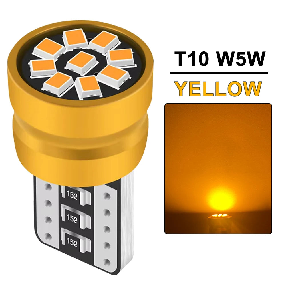 2/4/6/8/10/20 PCS T10 W5W LED Bulb CANBUS 12V 2016-9SMD Car Interior Dome Door Glove Box Trunk License Plate Lights White Yellow - IFINDALL