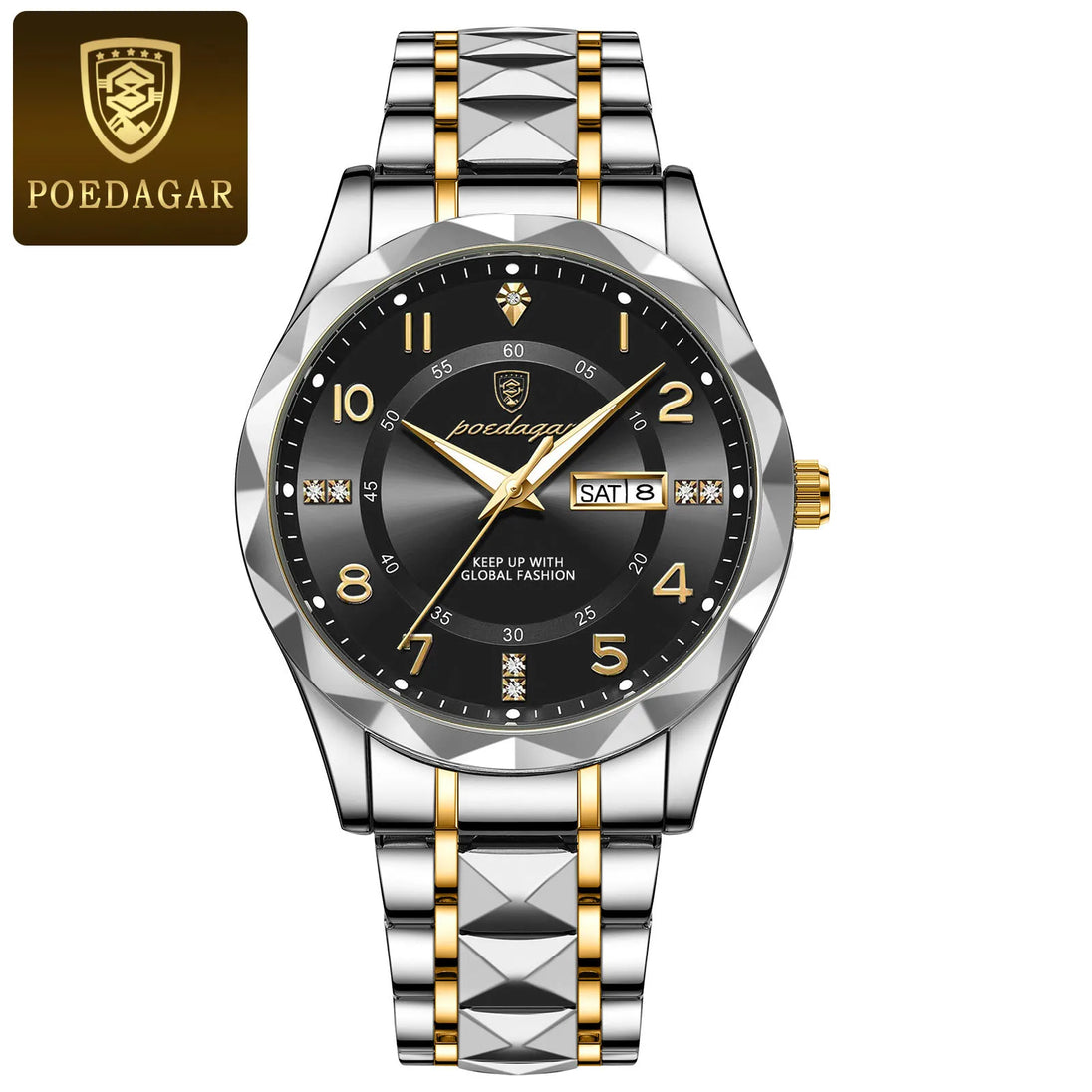 POEDAGAR Luxury Business Men's Wristwatch Stainless Steel Date Week Man Watch Waterproof Luminous Fashion Quartz Watches For Men - IFINDALL