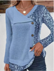 4 Color Blocked Button Long Sleeved Blouse Irregular Collar Women's Casual T-shirt Street Fashion Daily Autumn Top - IFINDALL