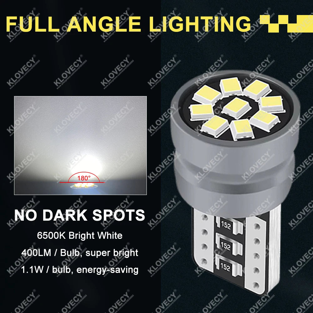 2/4/6/8/10/20 PCS T10 W5W LED Bulb CANBUS 12V 2016-9SMD Car Interior Dome Door Glove Box Trunk License Plate Lights White Yellow - IFINDALL
