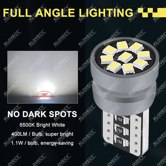 2/4/6/8/10/20 PCS T10 W5W LED Bulb CANBUS 12V 2016-9SMD Car Interior Dome Door Glove Box Trunk License Plate Lights White Yellow - IFINDALL