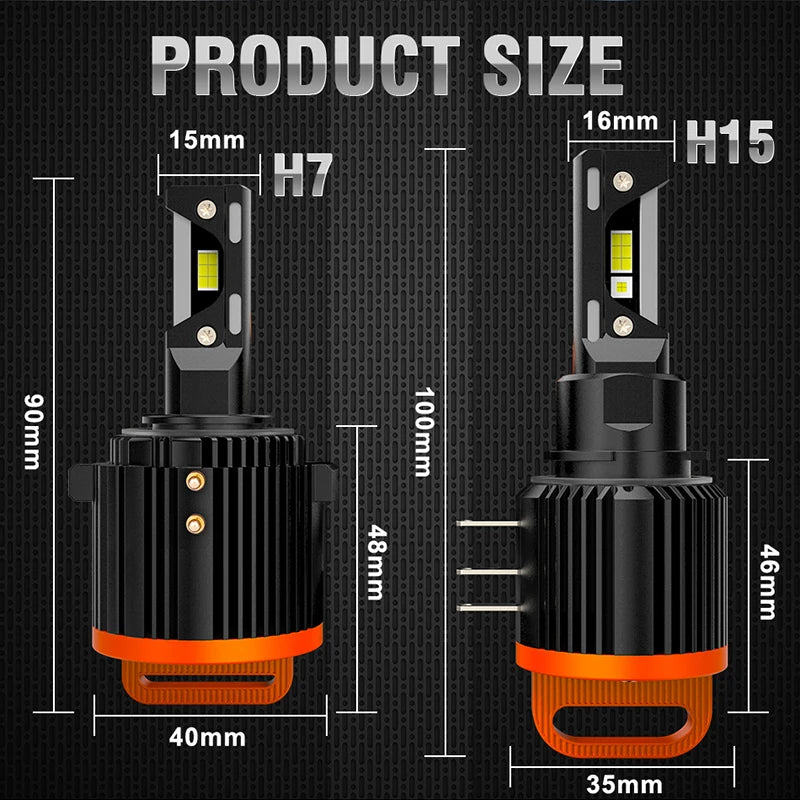 2Pcs H7 H15 LED Car Headlights  Bulbs Canbus Wireless Driving Running Light  Plug and play Fog Light 7535 CSP 12V - IFINDALL