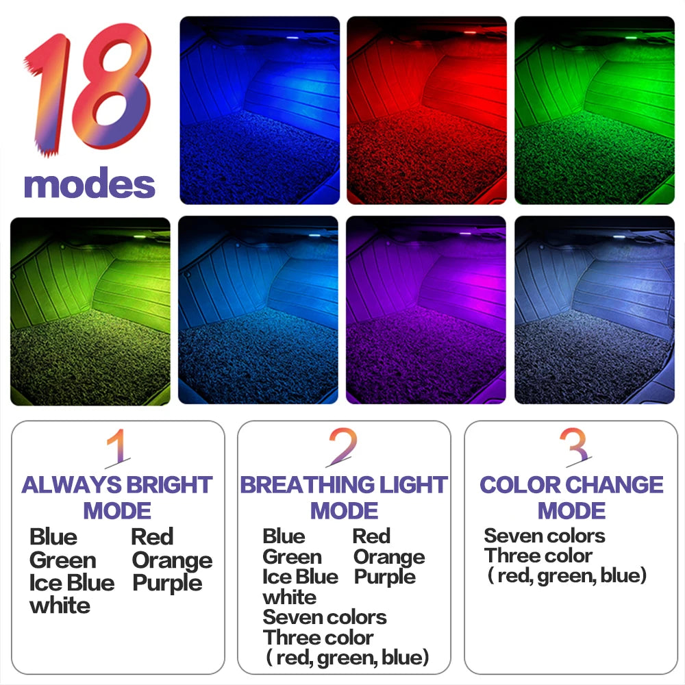 LED Car Footwell Light Interior RGB Atmosphere Lamp Decoration Bulb Accessories For SEAT Alhambra Ateca Leon Ibiza ST Toledo - IFINDALL