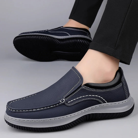Genuine Leather Men Business Loafers Antiskid Casual Leather Walking Shoe Classic Flats Designer Outdoor Driving Minimalist Shoe - IFINDALL