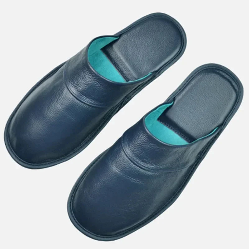 Genuine Cow Leather Slippers Homes In Indoor Slipper Spring Autumn Summer Men Women Elderly Non-slip Casual Single Slides Shoes - IFINDALL