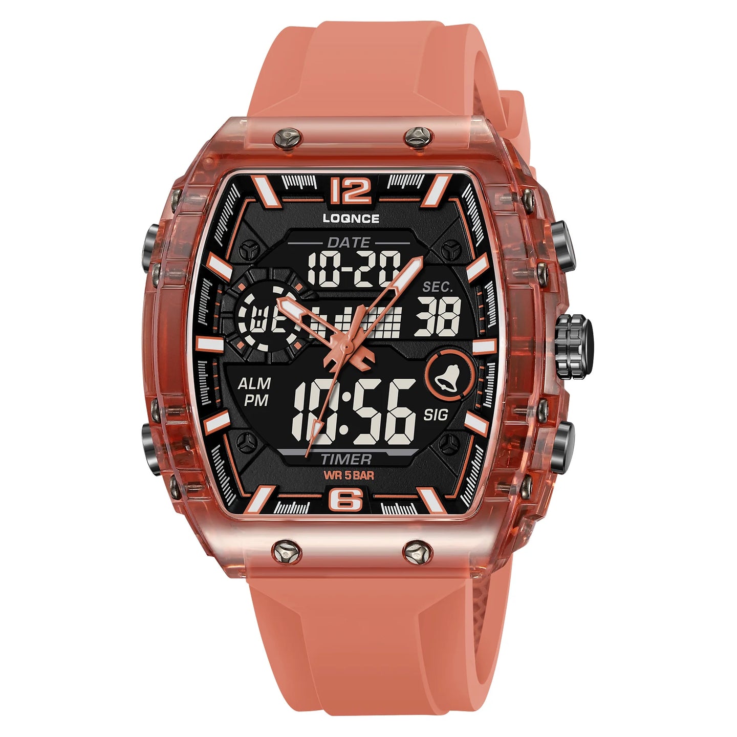 New LOQNCE  98003 Male montre homme Hour Sport Watches Digital Double Time Chronograph Watch Mens LED Week Display Wristwatches - IFINDALL