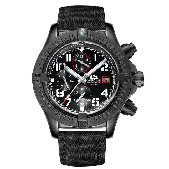 Automatic Mens Watch Self Wind Mechanical Canvas Style Genuine Black Blue Leather Multifunction Date Month Luminous Watches - IFINDALL