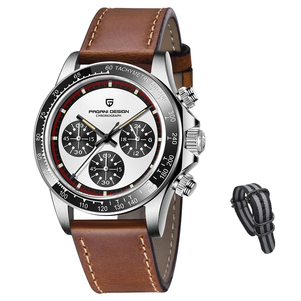 PAGANI DESIGN New Men's Quartz Watch Fashion Ceramic bezel Chronograph 100m Waterproof Men's Stainless Steel Watch - IFINDALL