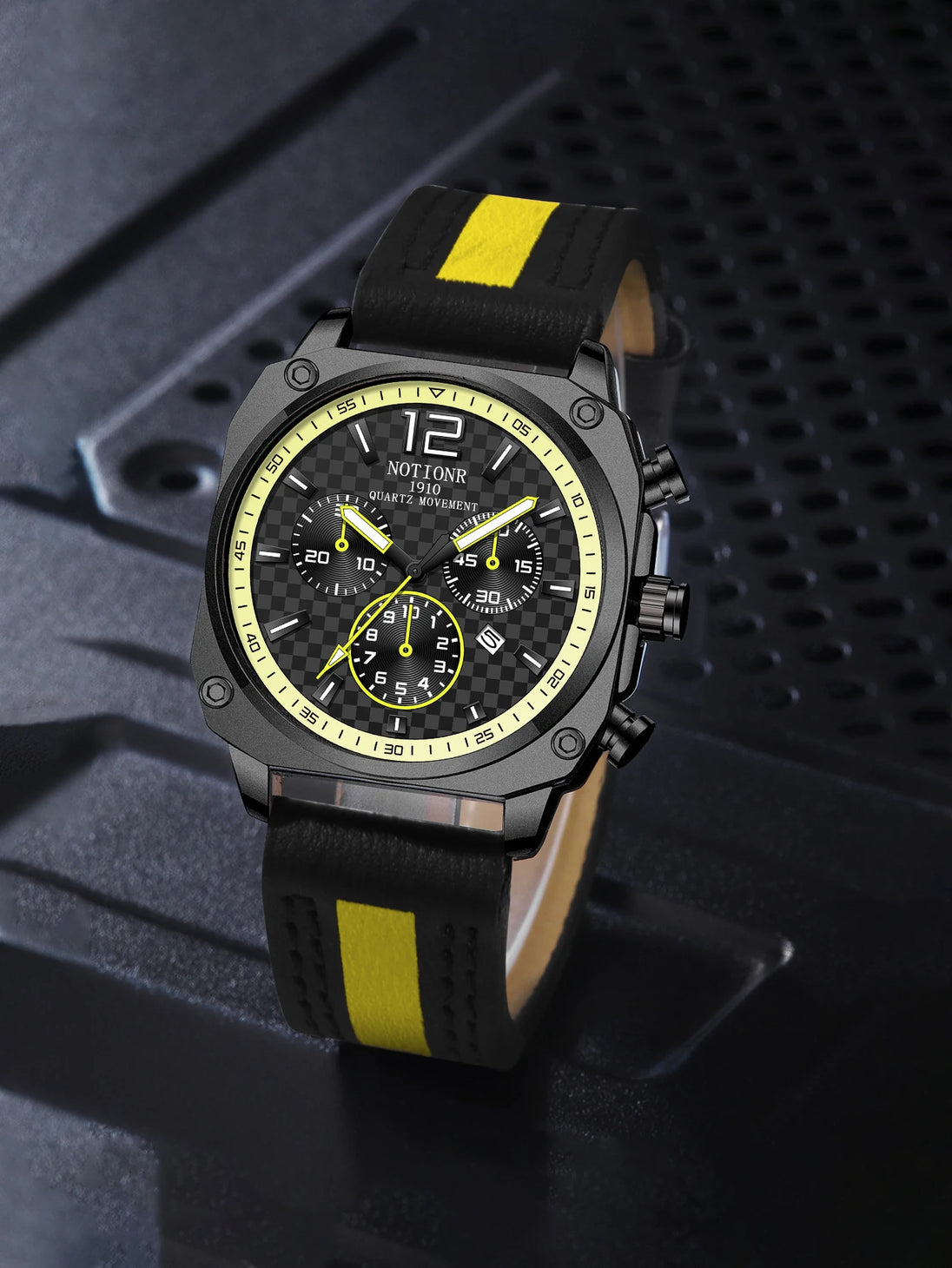 NOTIONR2024 New Men's Leather Strap Watch Men's Square Waterproof Sports Watch Stainless Steel Luminous Men's Quartz Watch - IFINDALL