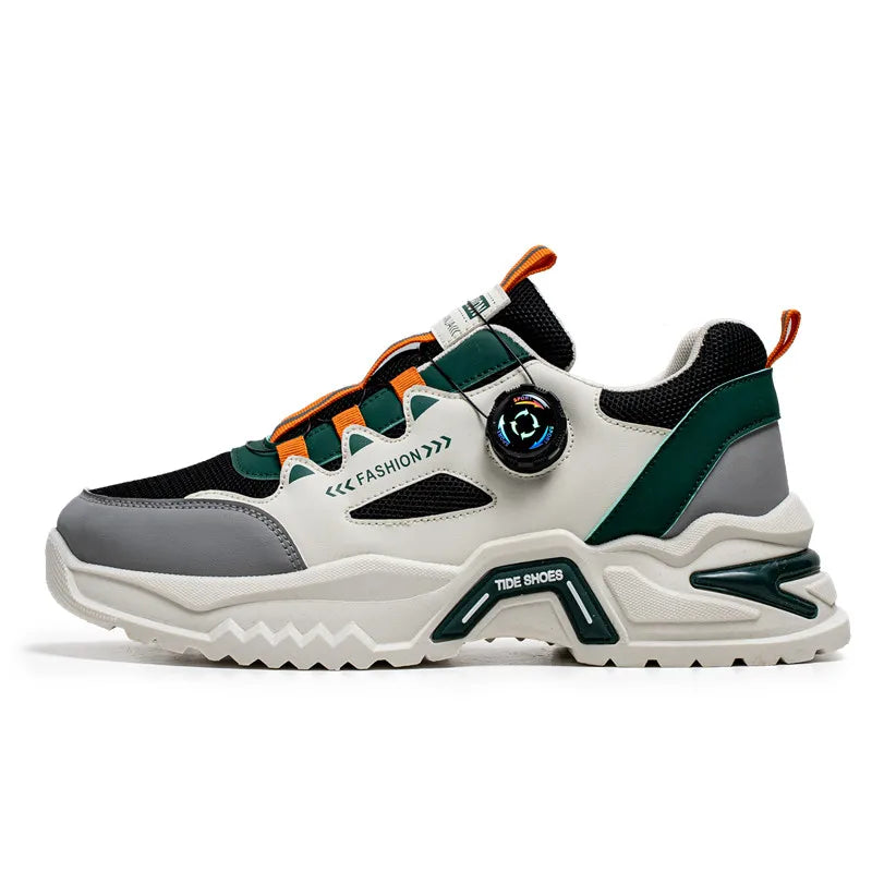 Men's Korean rotating buckle fashion casual sports shoes four season soft soled non slip outdoor running shoes student sneakers - IFINDALL