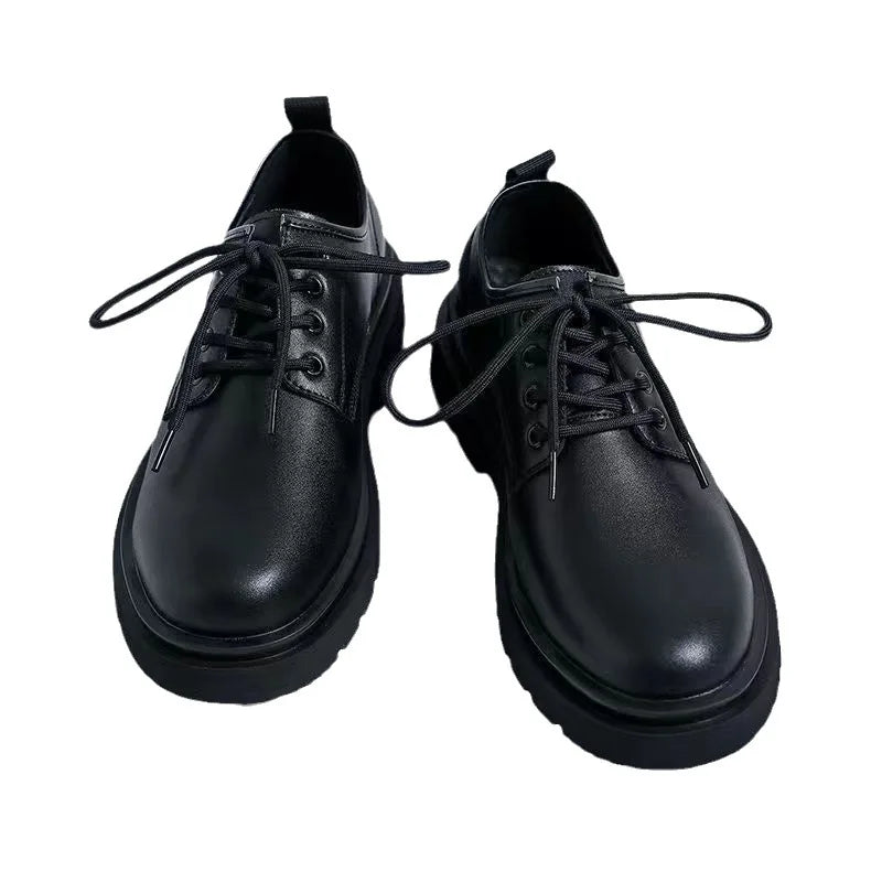 Casual leather shoes men's new business leather shoes British style student thick soled suit men's versatile trendy shoes - IFINDALL