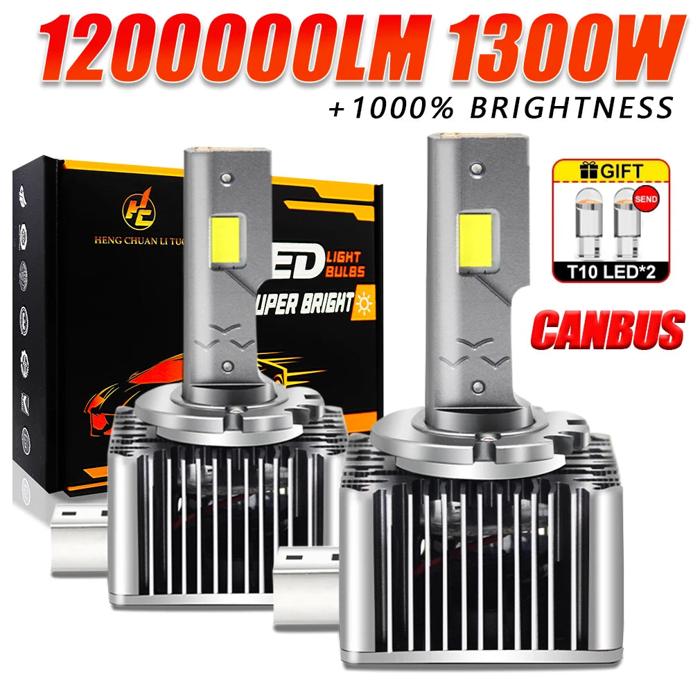 D1S D3S LED 1200000LM 1300W D1R D3R D2S D2R D4S D4R D8S Canbus Led Headlight 1:1 HID Plug&Play D SERIES Turbo Auto Lamp 6000K - IFINDALL
