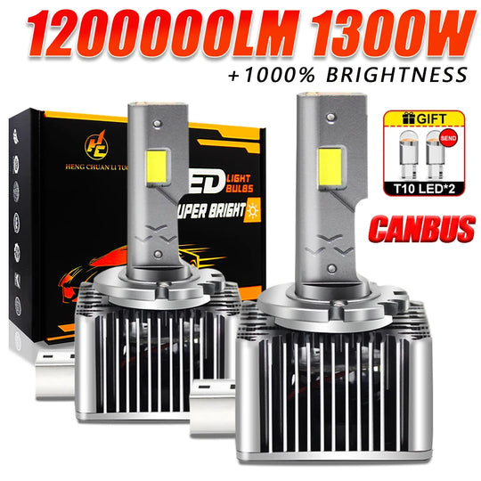 D1S D3S LED 1200000LM 1300W D1R D3R D2S D2R D4S D4R D8S Canbus Led Headlight 1:1 HID Plug&Play D SERIES Turbo Auto Lamp 6000K - IFINDALL