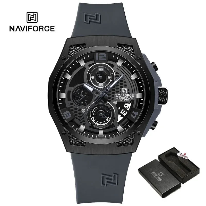 NAVIFORCE NF8051T  Luxury Design Men's Watches 30m Waterproof Military Sport with Date Silicone Band Quartz Wristwatch - IFINDALL