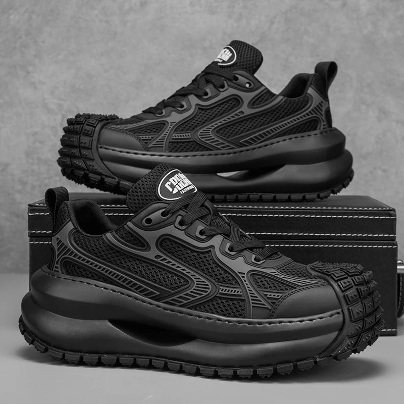 Chunky Sneaker Men Designer Sport Shoes Fashion Casual Microfiber Leather Fabric Breathable Height Increased Flat Platform Shoes - IFINDALL