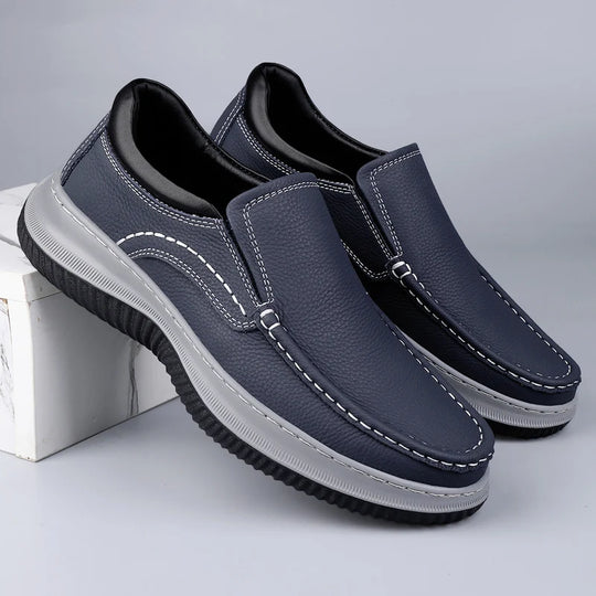 Genuine Leather Men Business Loafers Antiskid Casual Leather Walking Shoe Classic Flats Designer Outdoor Driving Minimalist Shoe - IFINDALL
