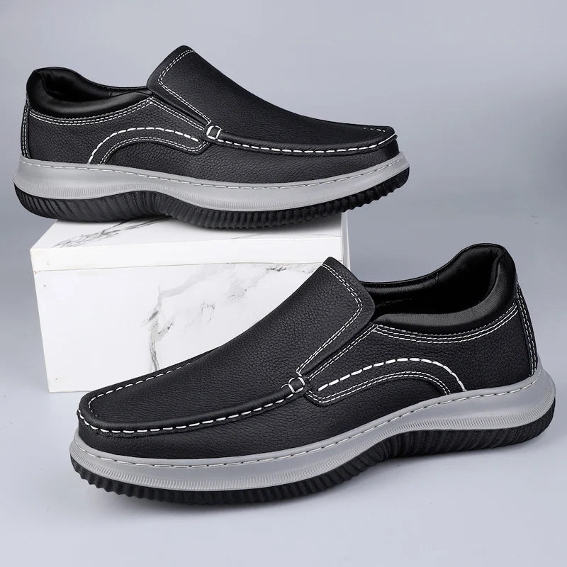 Genuine Leather Men Business Loafers Antiskid Casual Leather Walking Shoe Classic Flats Designer Outdoor Driving Minimalist Shoe - IFINDALL