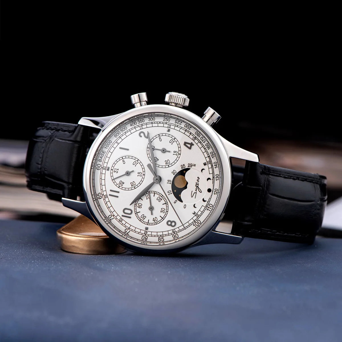 Sugess Watch of Men Chronograph Tianjin ST1908 Swanneck Movement Moonphase Business Mechanical Wristwatches Sapphire 2023 New - IFINDALL
