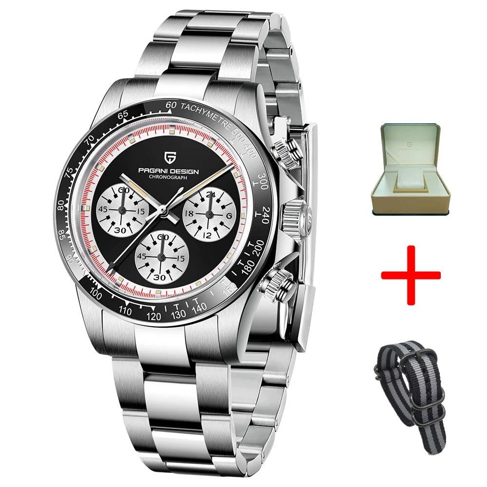 PAGANI DESIGN New Men's Quartz Watch Fashion Ceramic bezel Chronograph 100m Waterproof Men's Stainless Steel Watch - IFINDALL