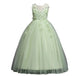 Beautiful Long Flower Girl Dress For Girls Elegant Burgundy Pink Green White Kids Wedding Party Gowns Long Communion Dresses - IFINDALL