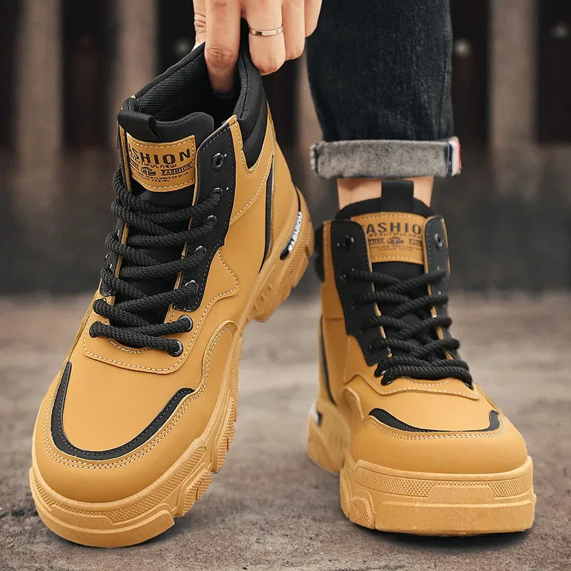 Brand Men's High-top Ankle Boots 2024 Autumn New Outdoor Quality Working Shoes Man Sneaker Hard-Wearing Non-slip Safety Shoes - IFINDALL
