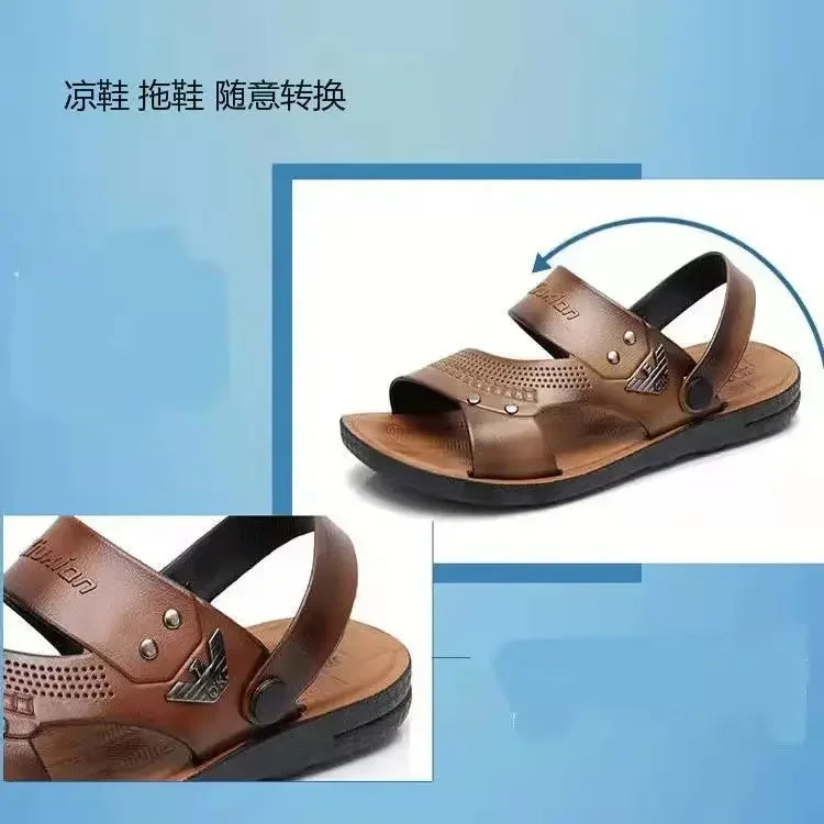 Mens Summer Sandals Outdoor Breathable Casual Sandalias  2025 Non Slip Beach Shoes Formal Office Walking Flats - IFINDALL