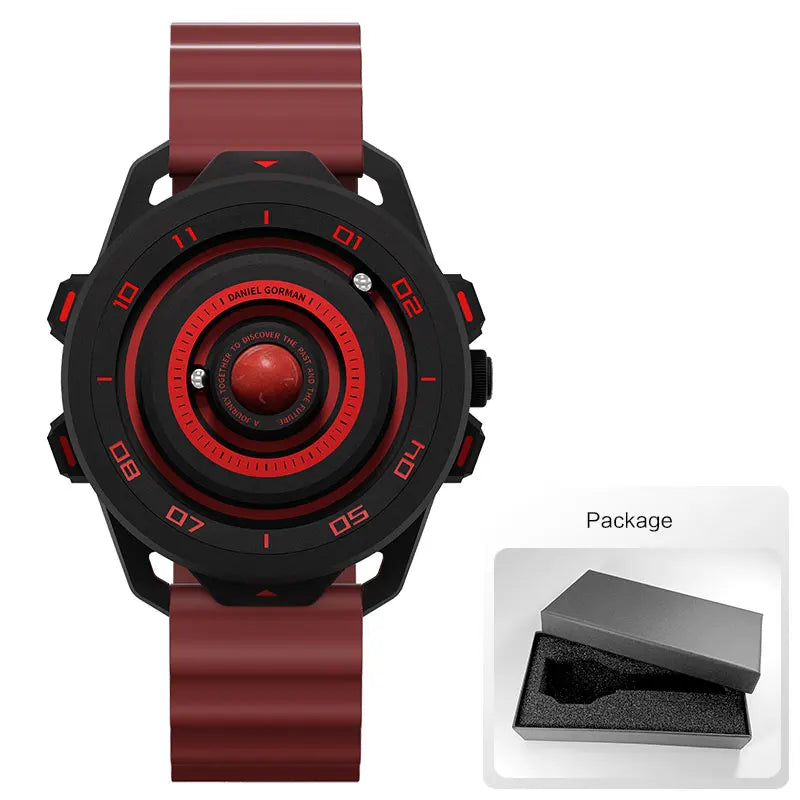 DANIEL GORMAN Red Planet Design Quartz Watch for Men Waterproof Luminous Sport Wristwatch with Magnetic Bead Pointers DG0525Red - IFINDALL