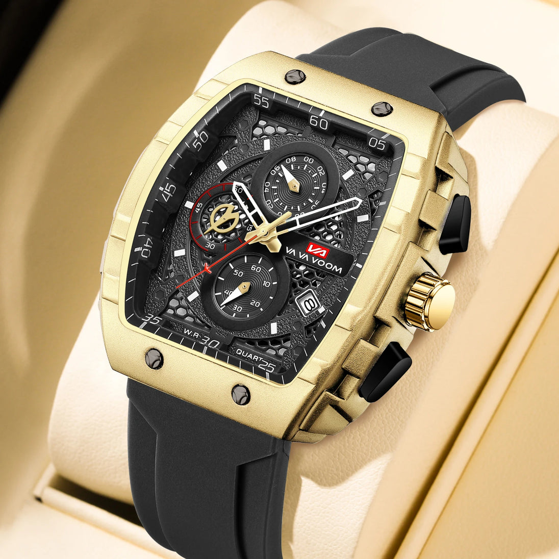 2025 New VA VA VOOM Top Brand Men Watches Luxury Square Sports Quartz Watch Waterproof Multifunctional Chronograph Watch for Men - IFINDALL