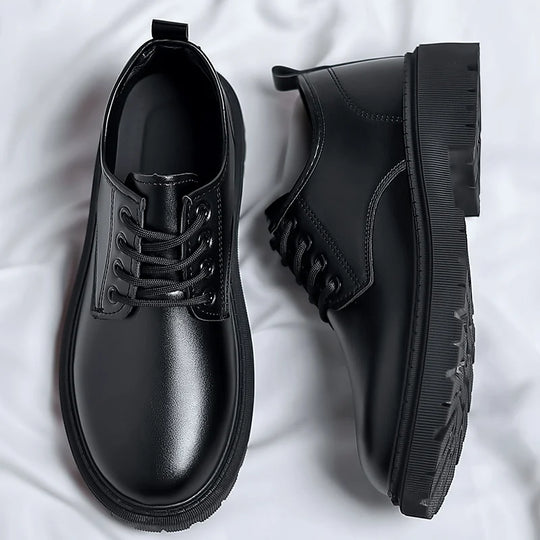 Luxury Men's Genuine Leather Business Formal Shoes British Style Men's Black Platform Lace Up Casual Shoes Zapatos De Cuero 2025 - IFINDALL