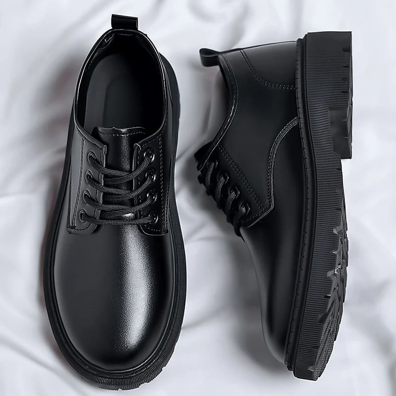 Luxury Men's Genuine Leather Business Formal Shoes British Style Men's Black Platform Lace Up Casual Shoes Zapatos De Cuero 2025 - IFINDALL