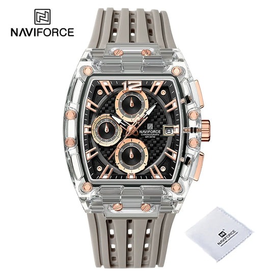 New NAVIFORCE Men's Quartz Multifunction Watches Fashion Sports Chronograph 5ATM Waterproof Silicone Band Casual Man Wrist Watch - IFINDALL