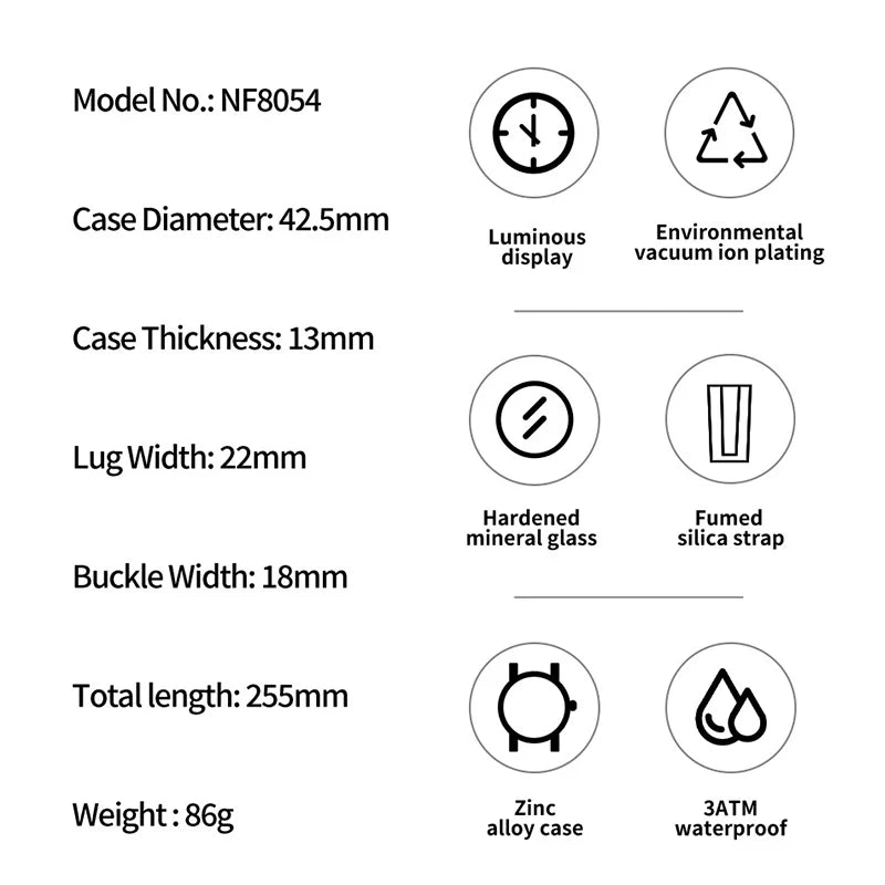 NAVIFORCE Luxury Men's Watch Waterproof Sports Quartz Clock Silicone Strap Chronograph Luminous Wristwatches Relogio Masculino - IFINDALL
