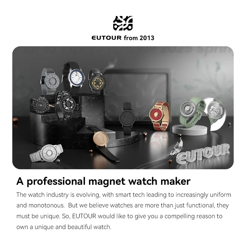 EUTOUR-Men's Solid Wood Magnetic Watch Luxury Sports Quartz Waterproof Watch Original Fashion Business Casual Watch - IFINDALL
