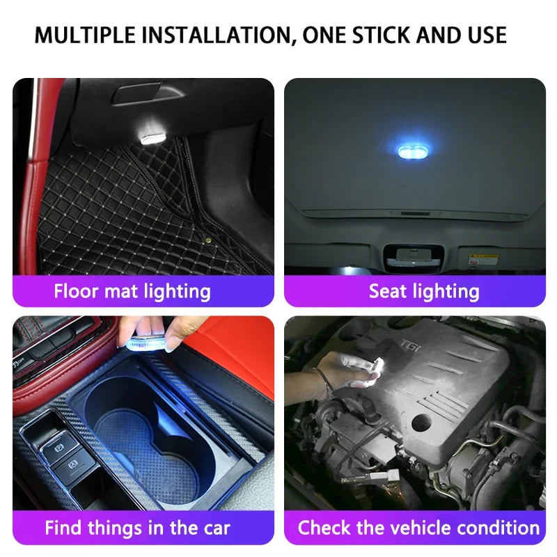 1PC LED Car Mini Touch Light USB Charging Portable Auto Ceiling Reading Night Lamp Wireless Magnetic Decoration Ambinet Light - IFINDALL