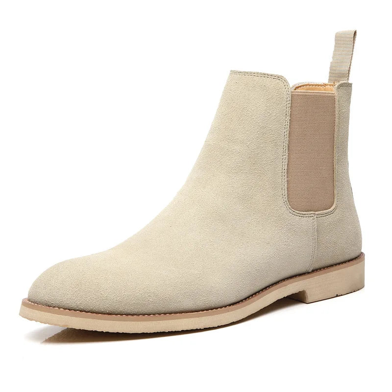 Luxury Designer New Autumn Winter Mens Pointed Suede Leather High Tops Dress Shoes For Male Formal Business Chelsea Ankle Boots - IFINDALL