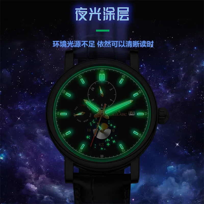 AOKULASIC Men Wristwatch Automatic Mechanical Military Sport Date Week Male Clock Top Brand Luxury Original Business Watch 544 - IFINDALL