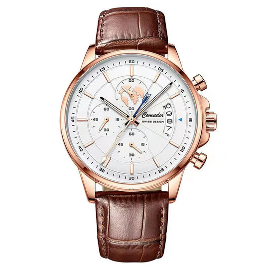 Men's Watch Leather Strap Quartz Watch Waterproof Calendar Quartz Movement Man Wrist Watch Business Style A4319 - IFINDALL