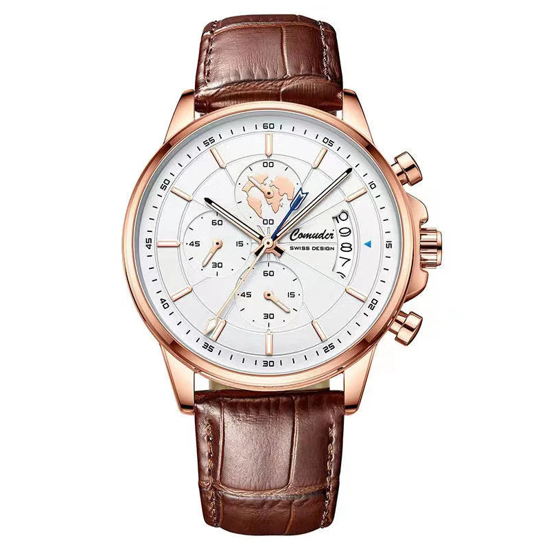 Men's Watch Leather Strap Quartz Watch Waterproof Calendar Quartz Movement Man Wrist Watch Business Style A4319 - IFINDALL