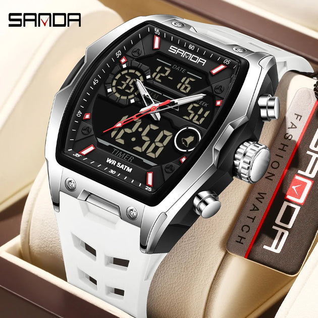 SANDA Men Electronic Watch Big Dial Sports LED Analog Digital Chronograph Military Dual Display Man Wristwatch relogio masculino - IFINDALL