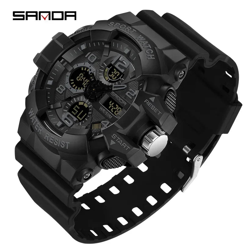 SANDA 3168 White Sport Watch  LED Digital 50M Waterproof Watch Men Multifunction Clock Relogio Masculino Men Military Watches - IFINDALL