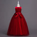 Beautiful Long Flower Girl Dress For Girls Elegant Burgundy Pink Green White Kids Wedding Party Gowns Long Communion Dresses - IFINDALL